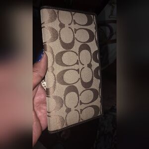 Coach Signature Canvas Check Book Cover Wallet